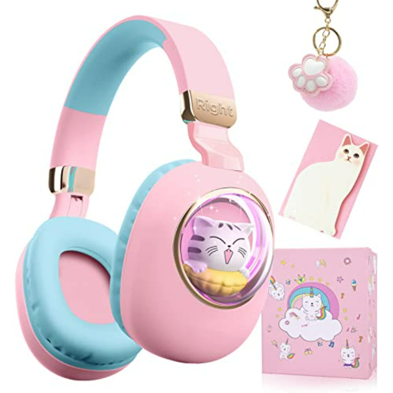 LED Light Up 3D Cat Headphones Bluetooth, Foldable Cat Ear Wireless On Ear Earphones