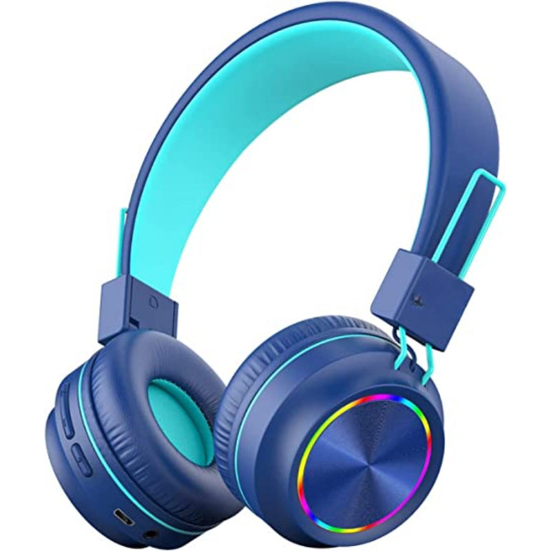 Kids Bluetooth Headphones Safe Volume, Colorful LED Lights