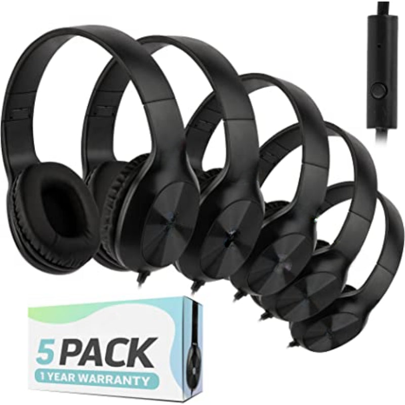 Pack Of 5 Kids Headphones for School with Microphones