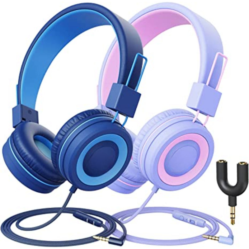 Pack Of 2 Kids Headphones Wired - 94dBA Safe Volume Limited-Headphones for Kids Teens