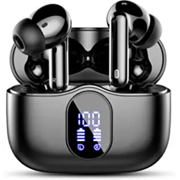 Wireless Earbud Bluetooth Headphones with 4 Mic,40H Playtime LED Power Display Bluetooth 5.3