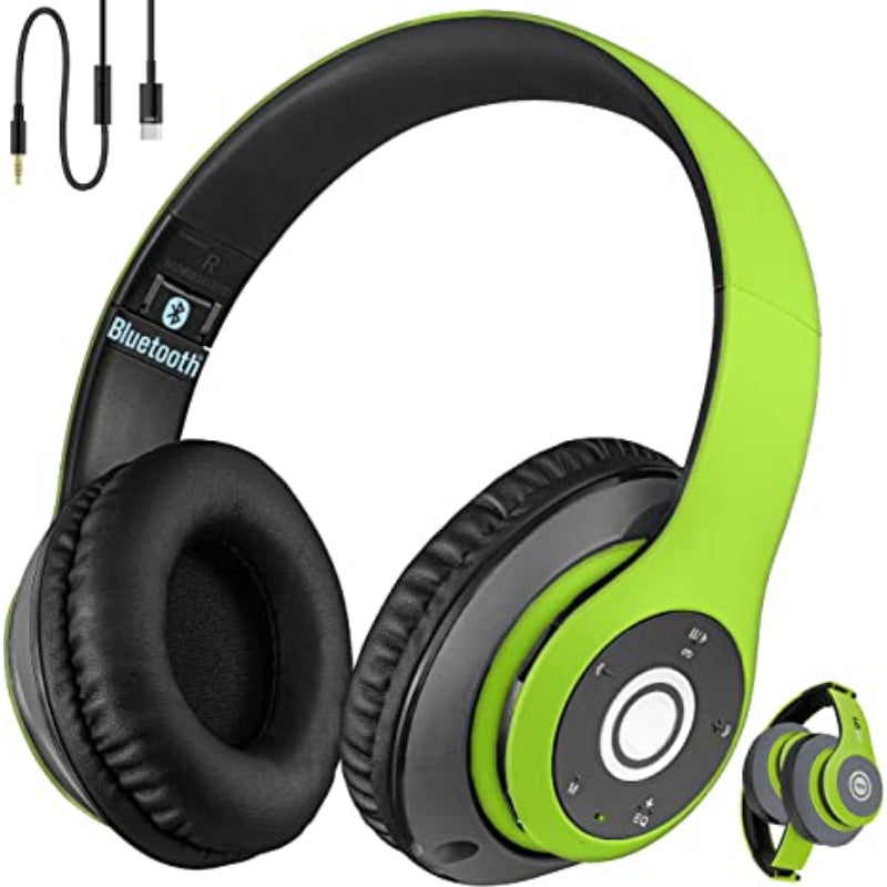 Bluetooth 5.0 Wireless Over Ear Foldable Stereo Headphones with 30 Hours Battery and Built-in Microphone