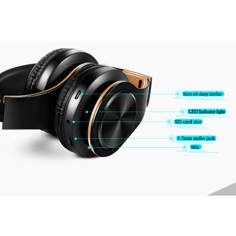 Wireless Bluetooth Headphones With SD Card Support & Mic